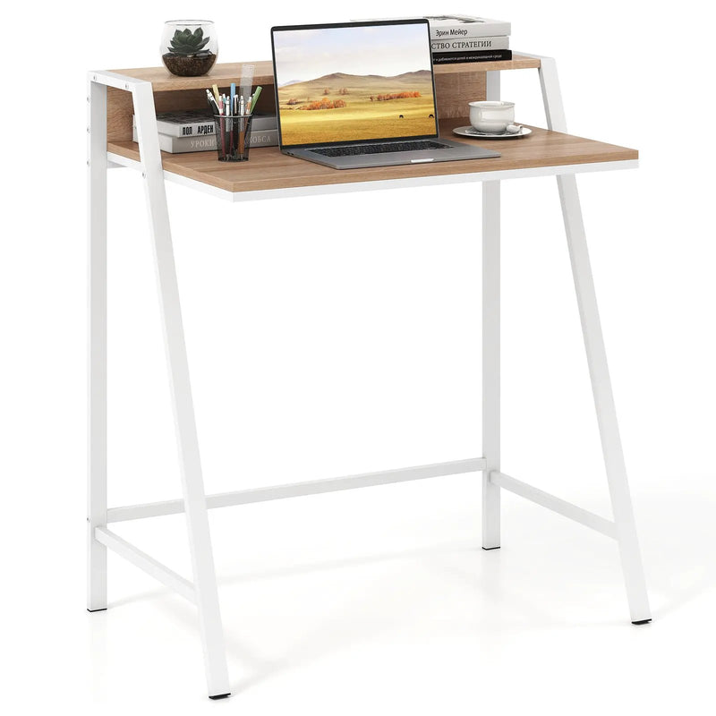 2 Tier Computer Desk PC Laptop Table Study Writing Home Office Workstation New by DirectDeals