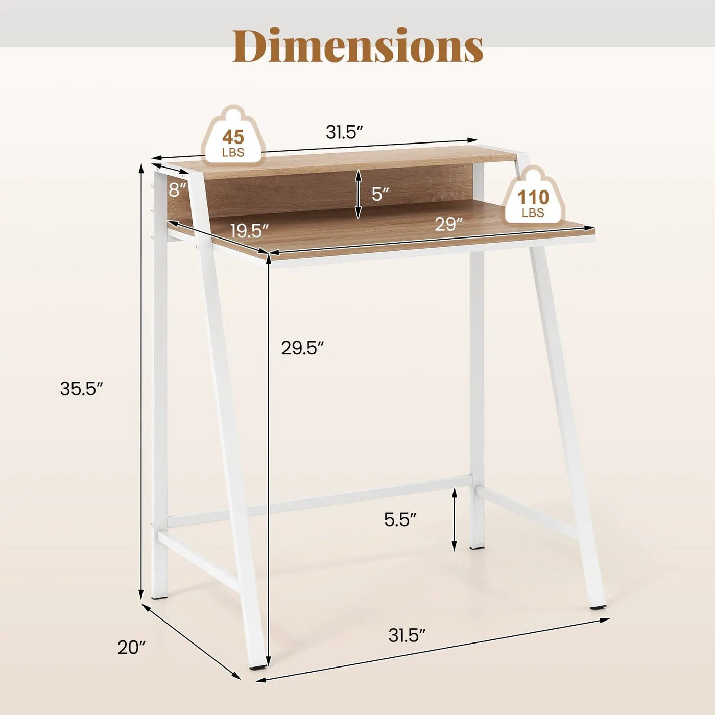 2 Tier Computer Desk PC Laptop Table Study Writing Home Office Workstation New by DirectDeals