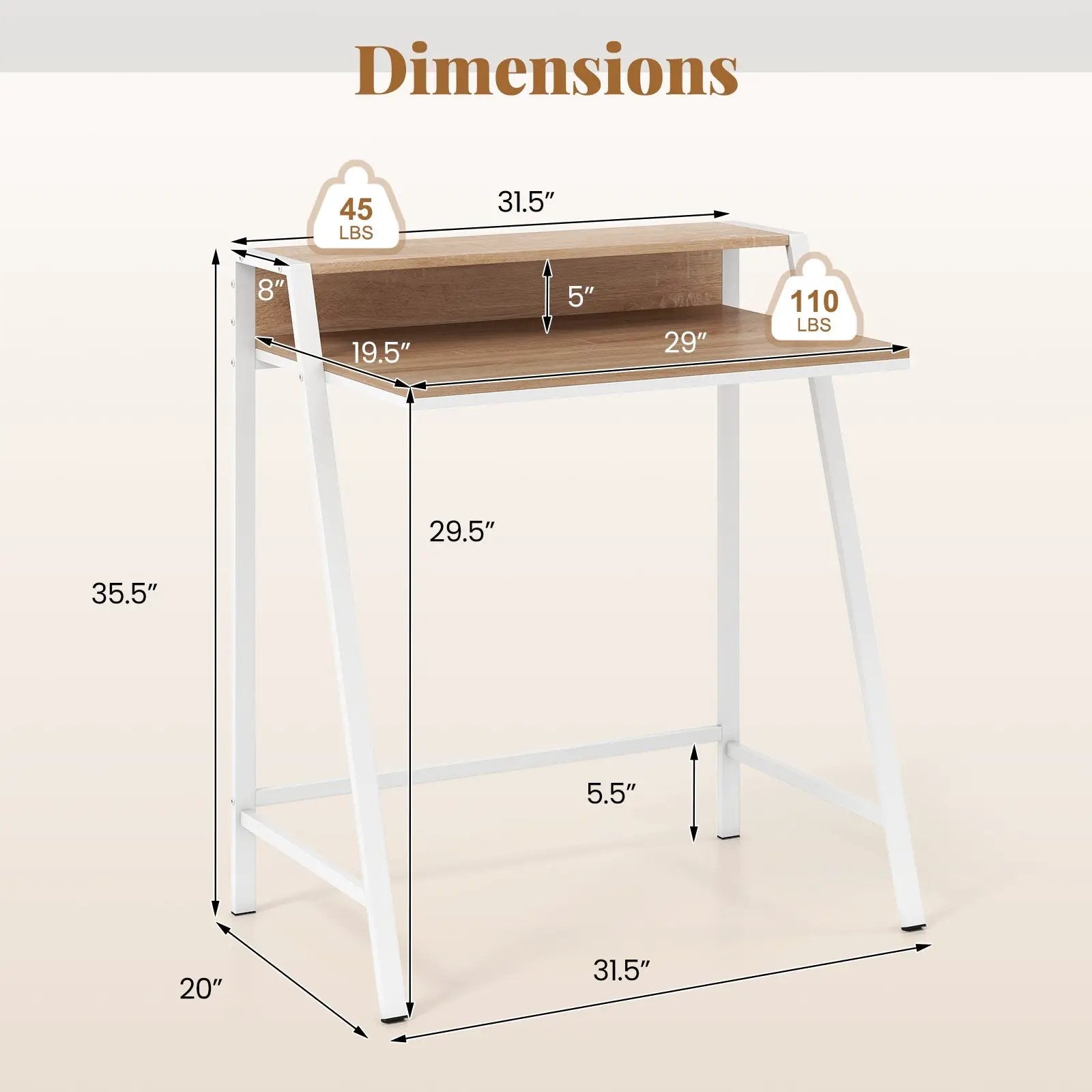2 Tier Computer Desk PC Laptop Table Study Writing Home Office Workstation New by DirectDeals