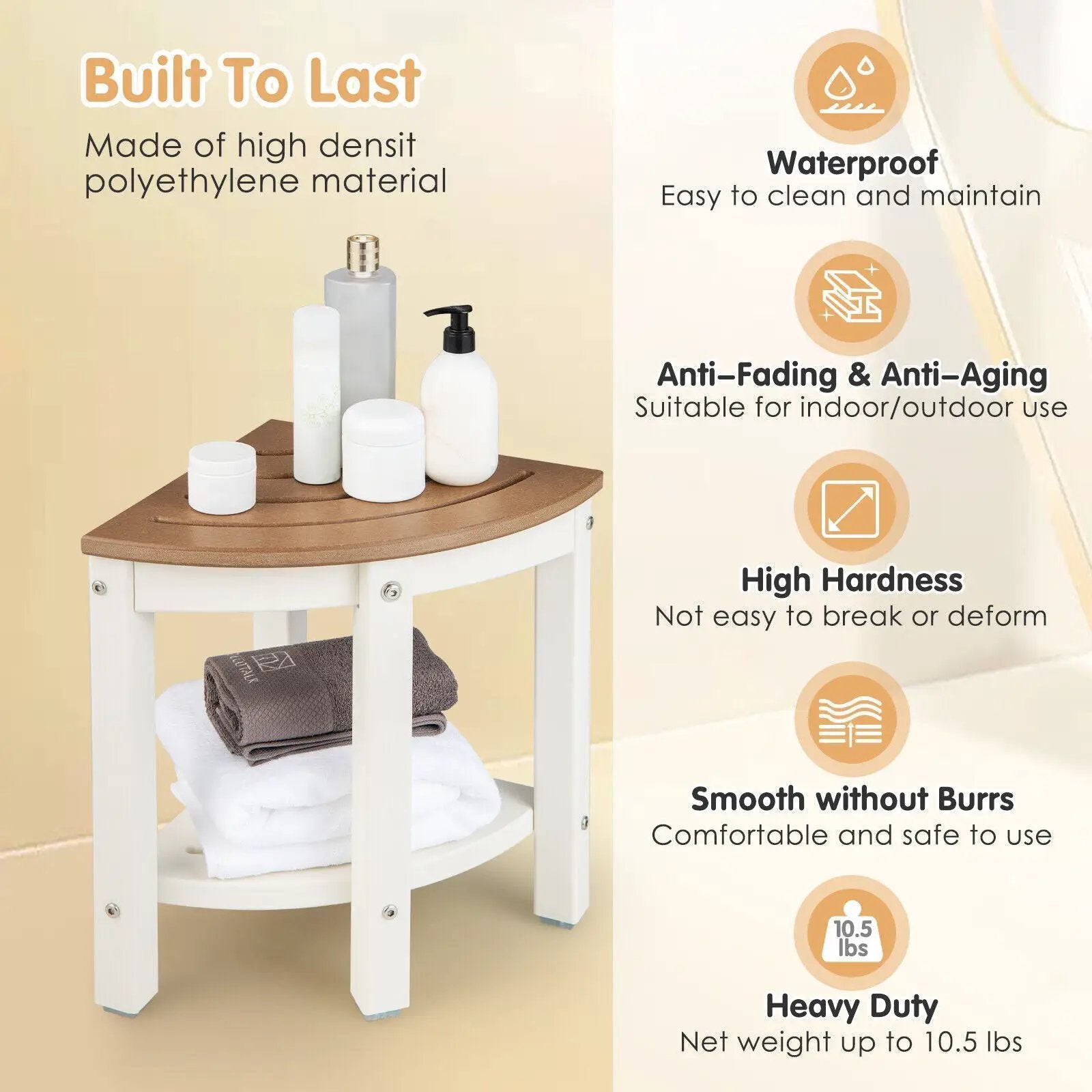 Heavy Duty Corner Shower Bench Stool with Storage Shelf for Shaving Legs by DirectDeals