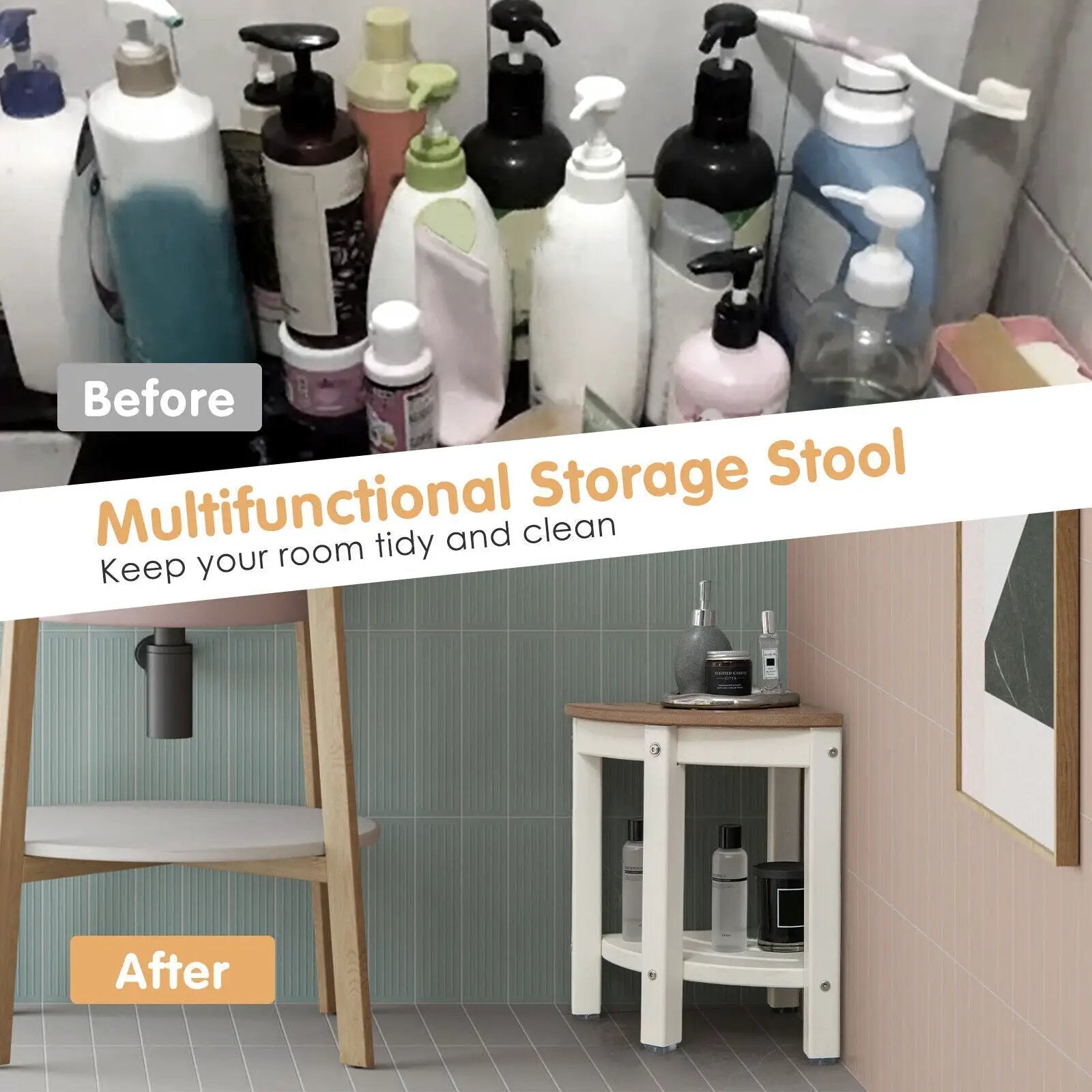 Heavy Duty Corner Shower Bench Stool with Storage Shelf for Shaving Legs by DirectDeals