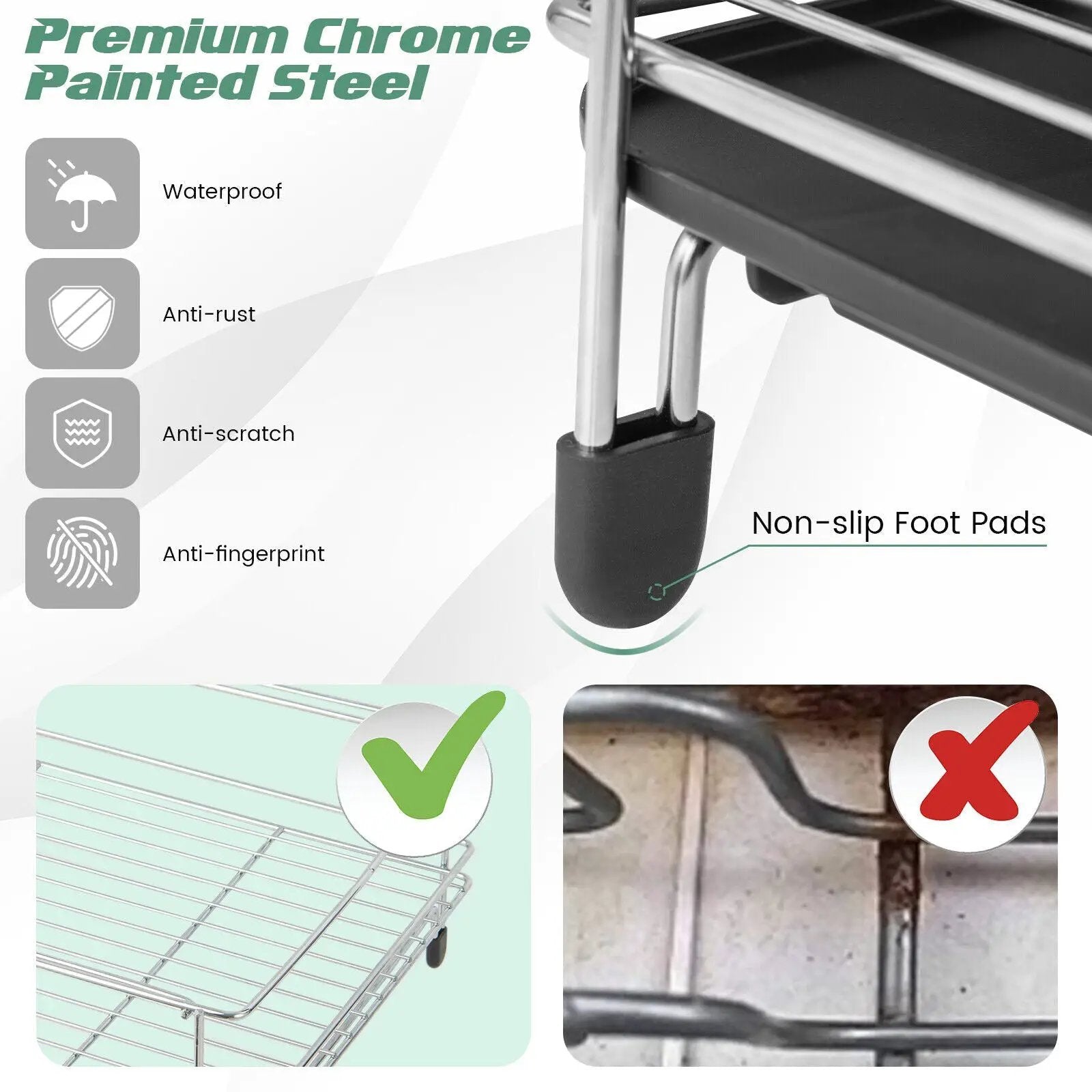 2-Tier Detachable Dish Rack with Drainboard and 360¬∞ Swivel Spout by DirectDeals