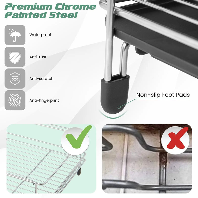 2-Tier Detachable Dish Rack with Drainboard and 360¬∞ Swivel Spout by DirectDeals