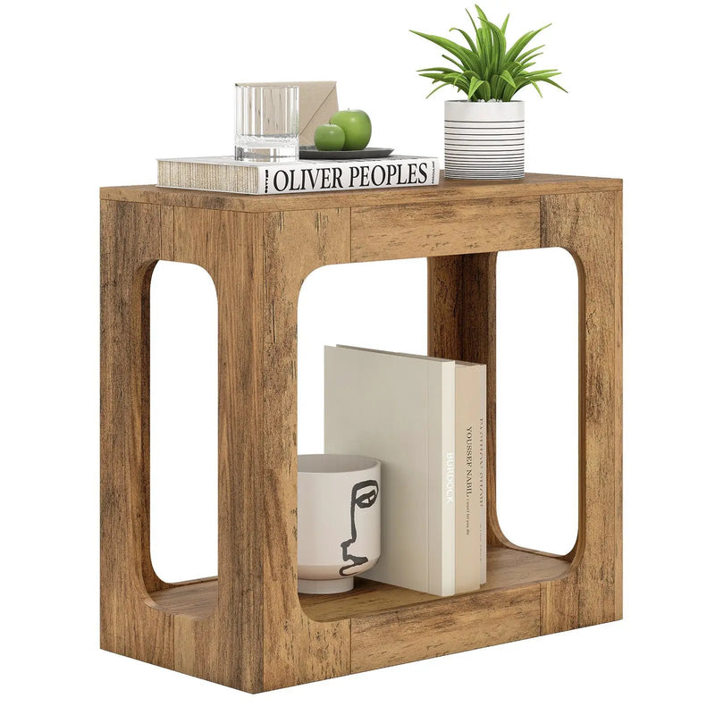 2-Tier End Table with Storage Shelf for Living Room-Oak by DirectDeals