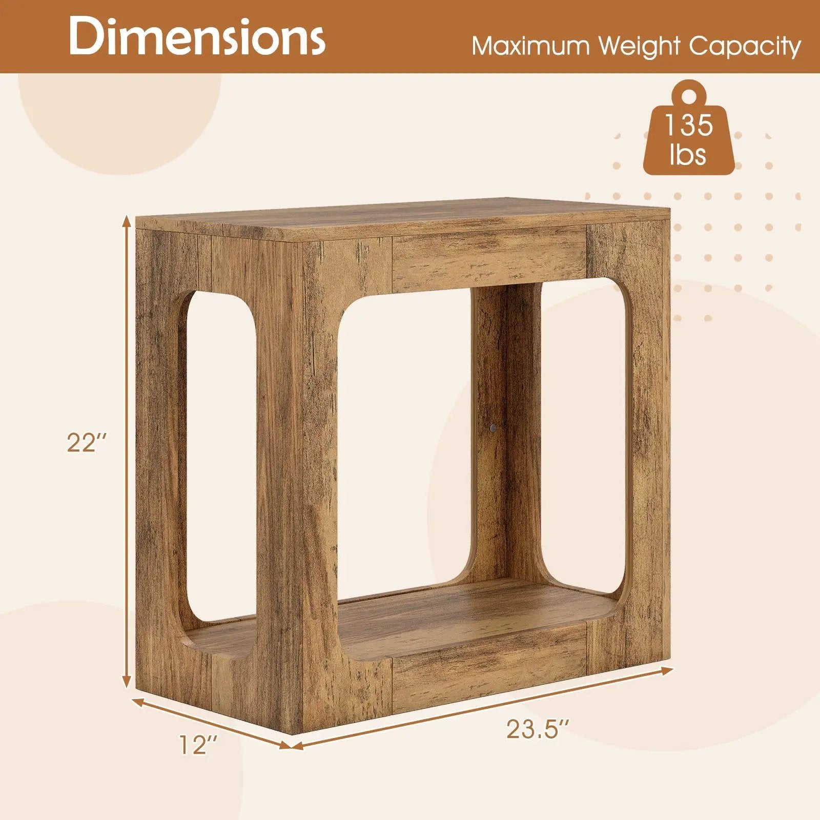 2-Tier End Table with Storage Shelf for Living Room-Oak by DirectDeals