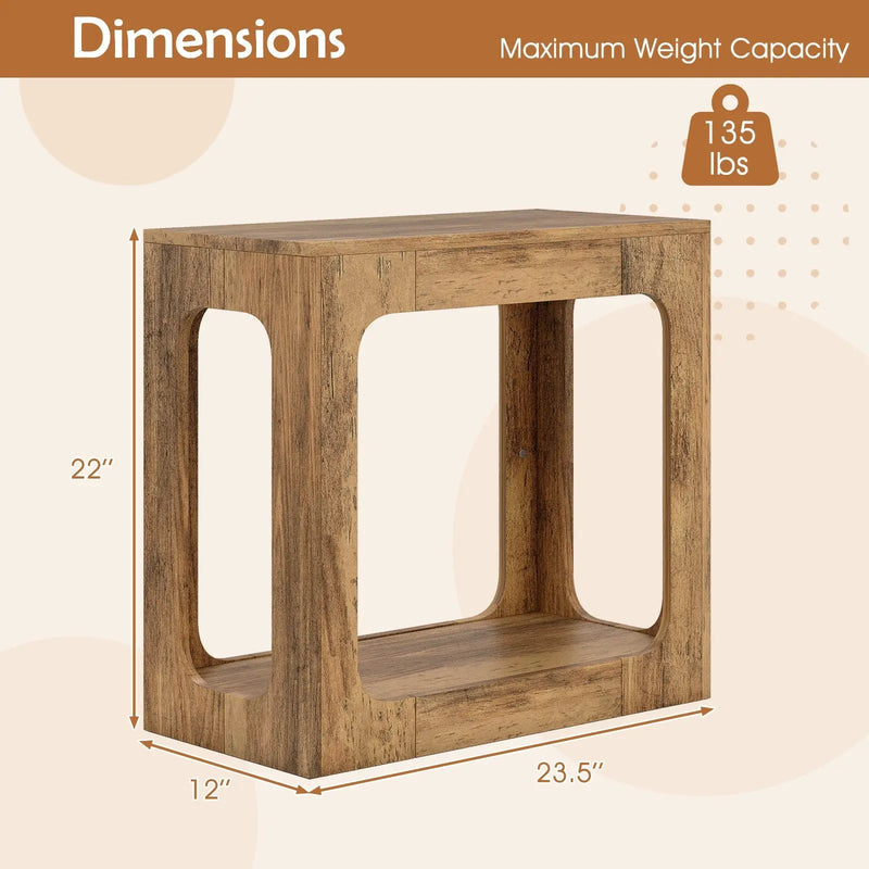 2-Tier End Table with Storage Shelf for Living Room-Oak by DirectDeals
