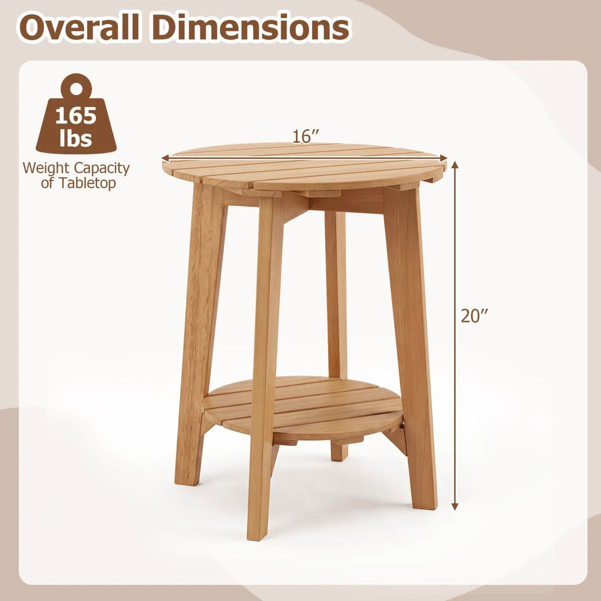2-Tier Eucalyptus Wood Side Table with Storage Shelf by DirectDeals