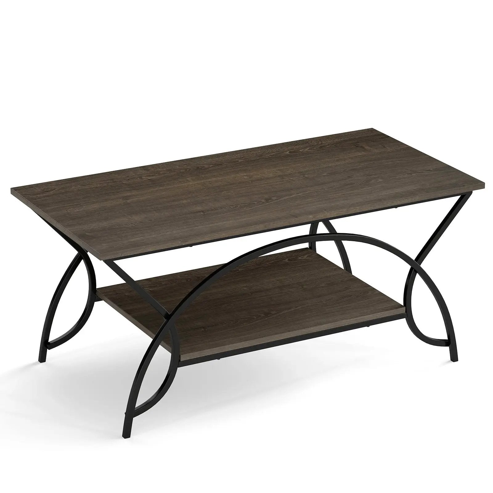 2-Tier Rectangle Coffee Table with Marble Pattern Top by DirectDeals