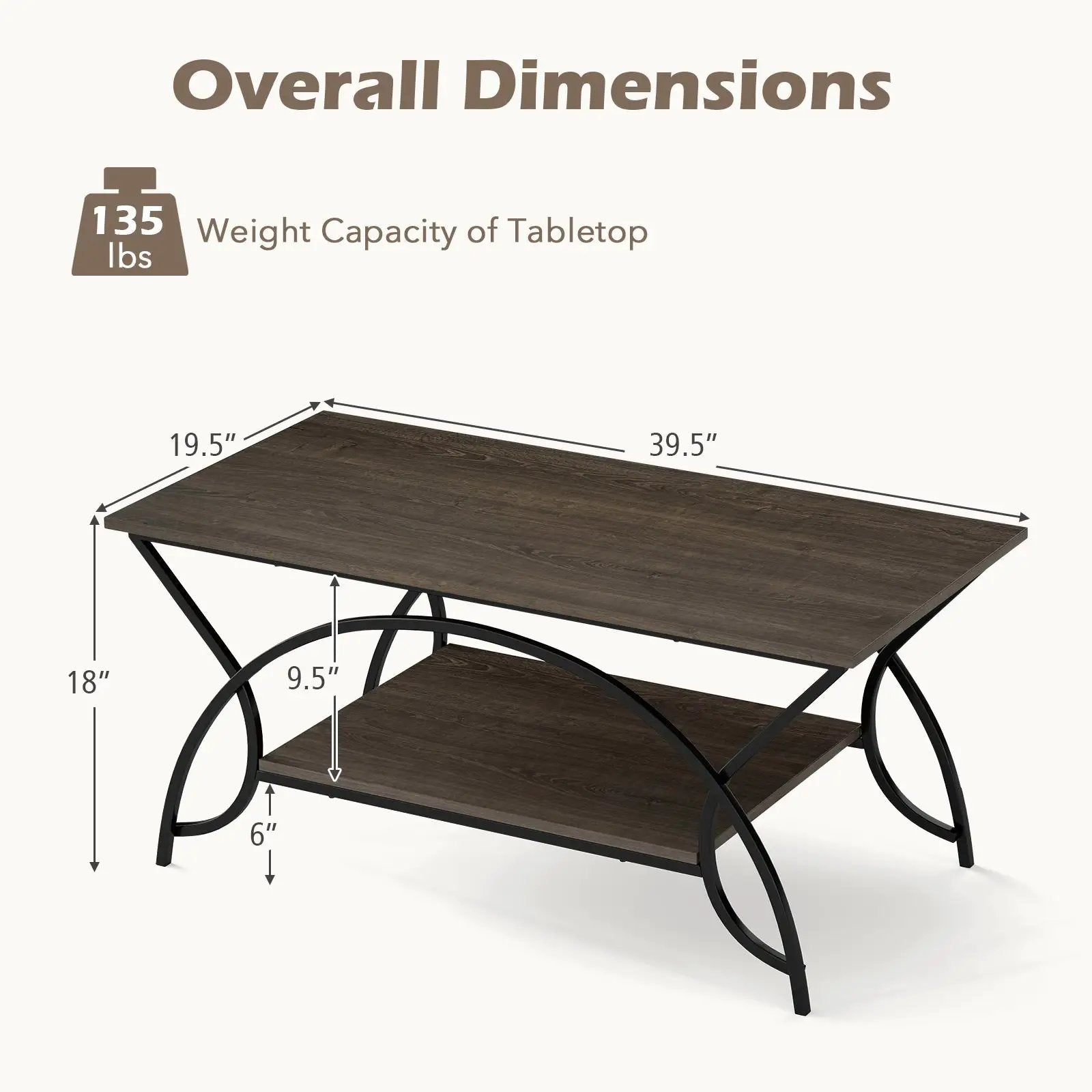 2-Tier Rectangle Coffee Table with Marble Pattern Top by DirectDeals
