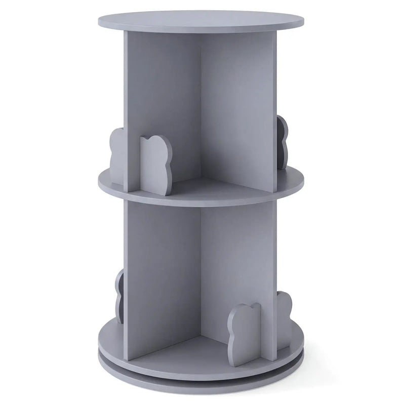 Kids Rotating Bookshelf 2-Tier Storage Rack with Bear Baffles by DirectDeals