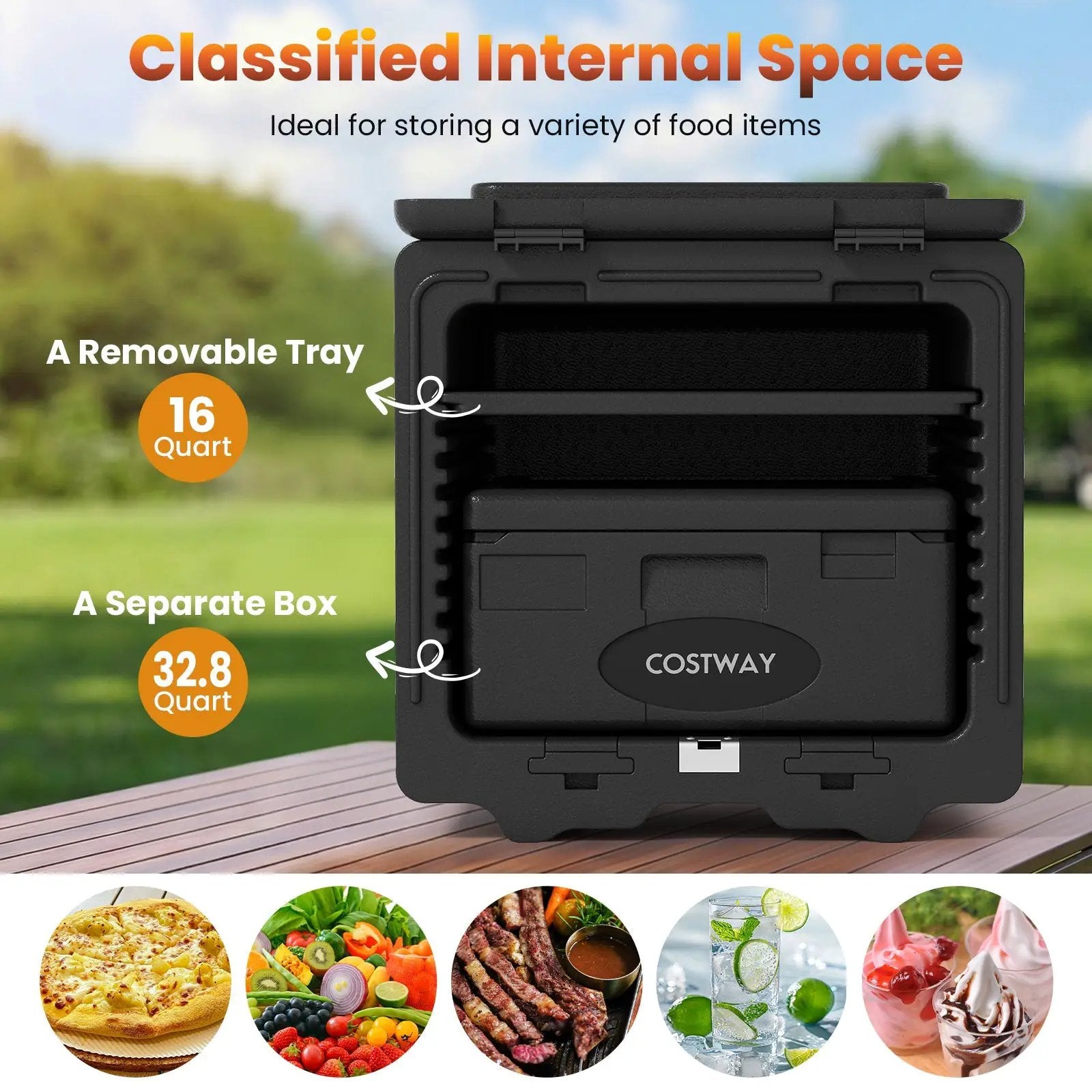 2 Tier Insulated Food Pan Carrier Food Warmer with Removable Tray and Box by DirectDeals