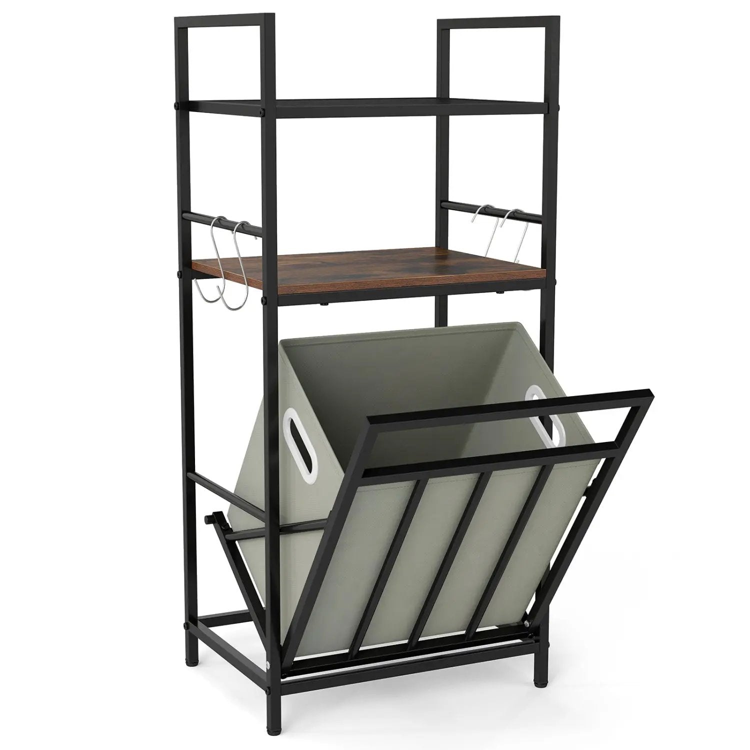 2-Tier Laundry Hamper with Tilt-out Basket-Black by DirectDeals