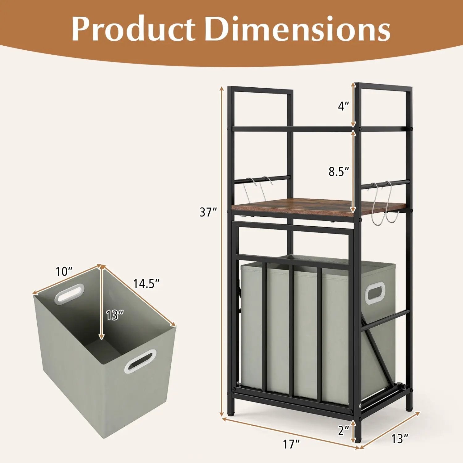 2-Tier Laundry Hamper with Tilt-out Basket-Black by DirectDeals