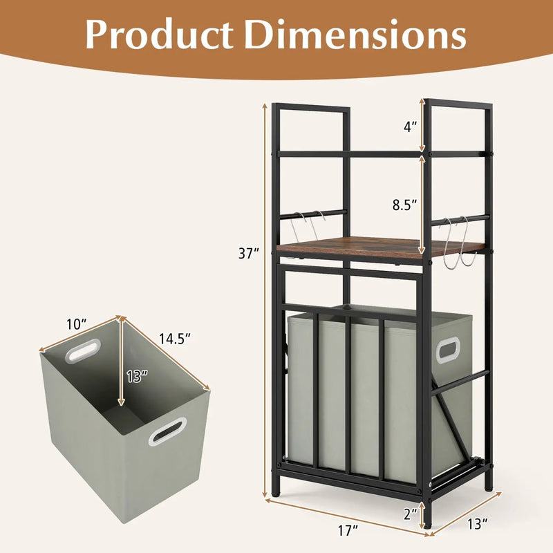 2-Tier Laundry Hamper with Tilt-out Basket-Black by DirectDeals