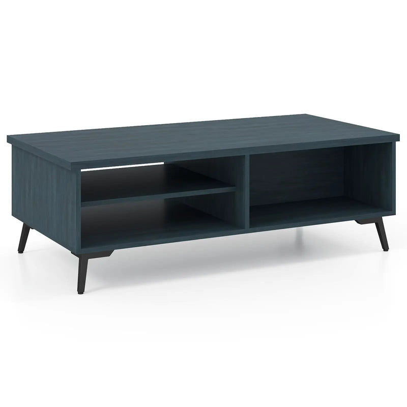 2-Tier Mid Century Modern Coffee Table with Storage Shelves Compartments by DirectDeals