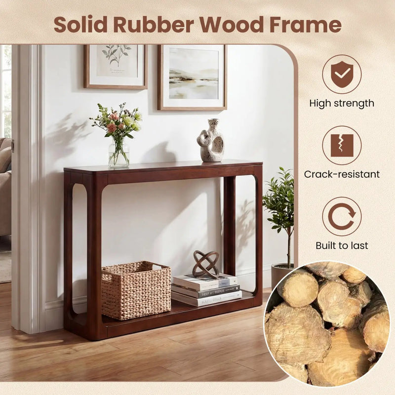 2-Tier Mid Century Wood Console Table with Storage Shelf by DirectDeals