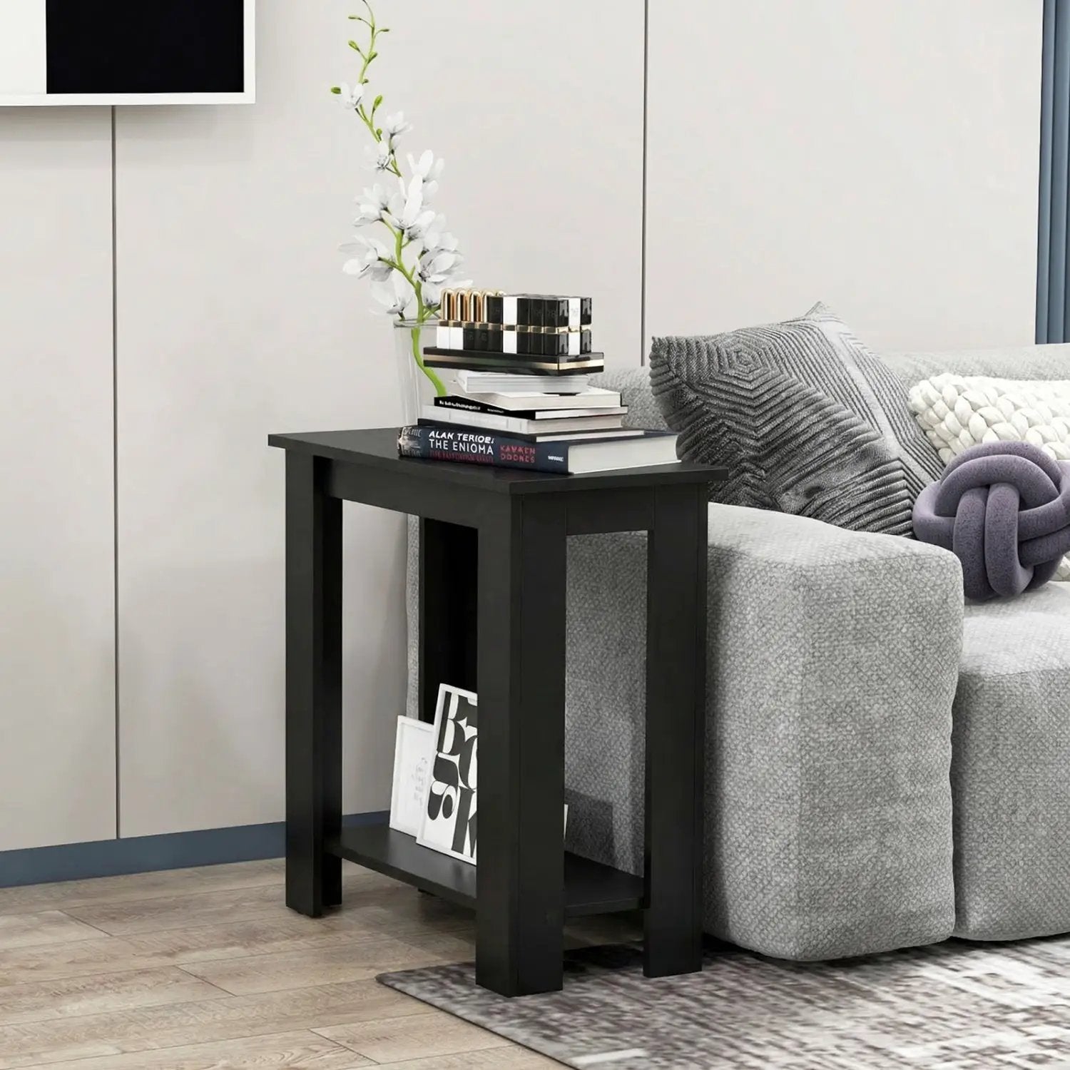2-Tier Compact End Table with Storage Shelf by DirectDeals