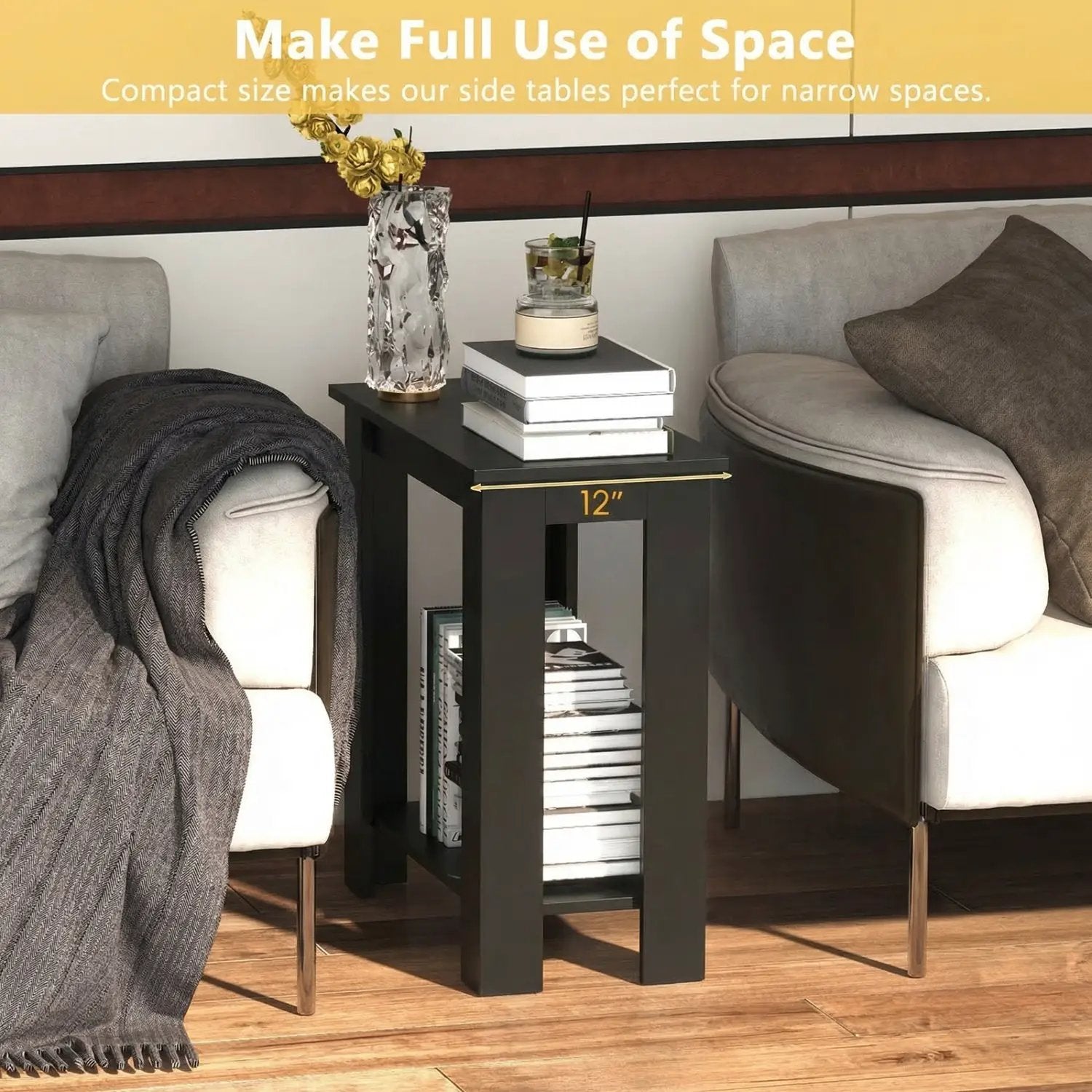 2-Tier Compact End Table with Storage Shelf by DirectDeals