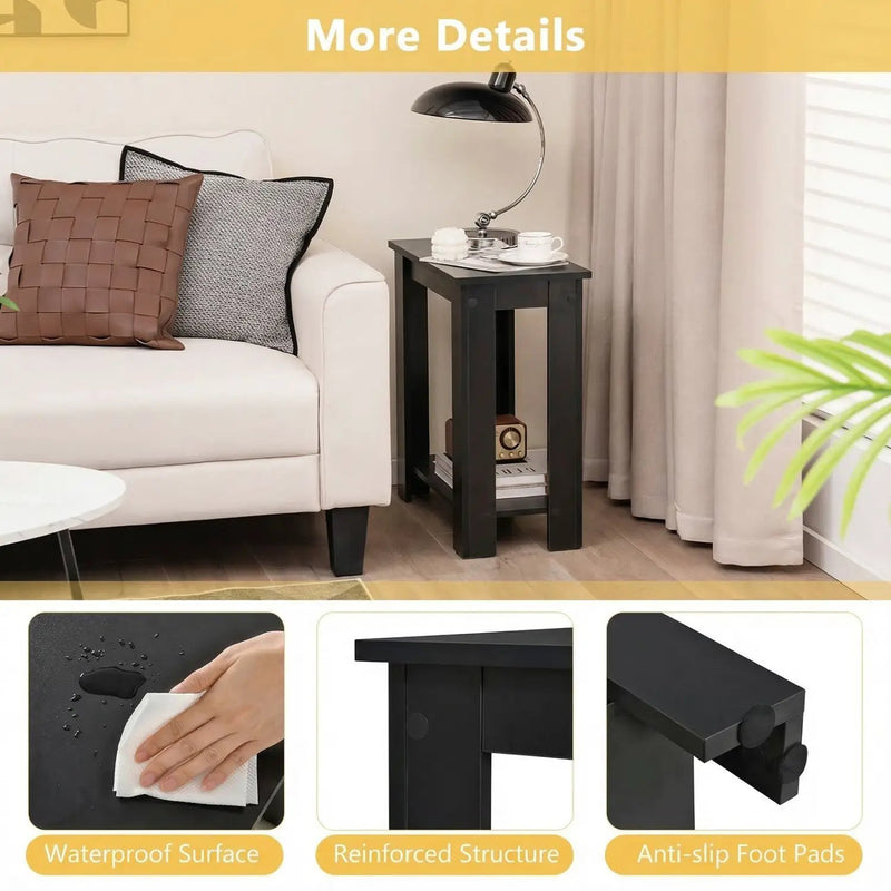 2-Tier Compact End Table with Storage Shelf by DirectDeals