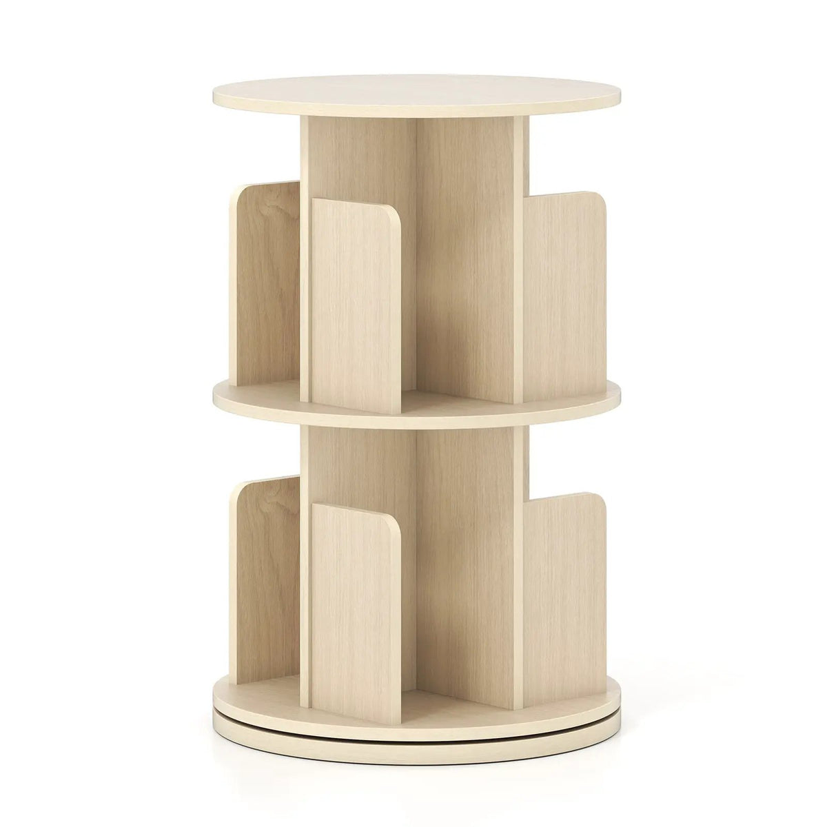 2-Tier Rotating Bookshelf with Dividers and Anti-falling Baffles by DirectDeals