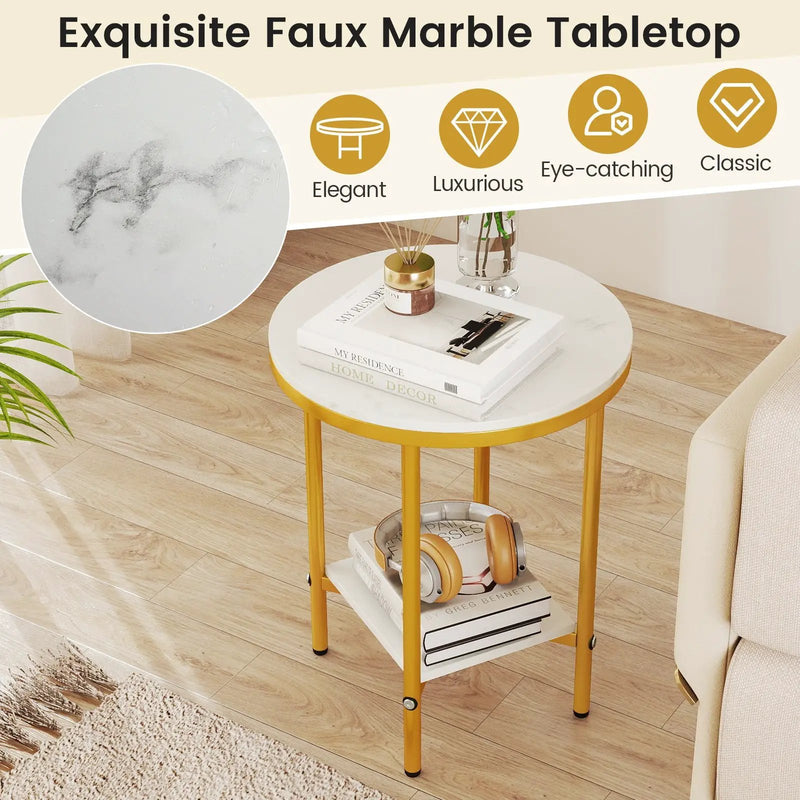 2-Tier Round Coffee Table with Storage Shelf by DirectDeals