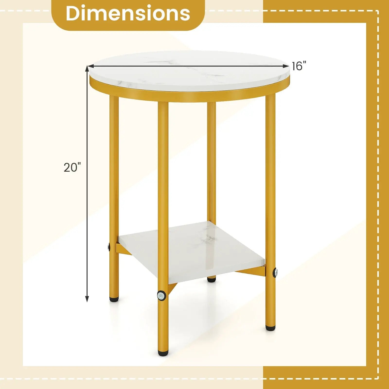 2-Tier Round Coffee Table with Storage Shelf by DirectDeals