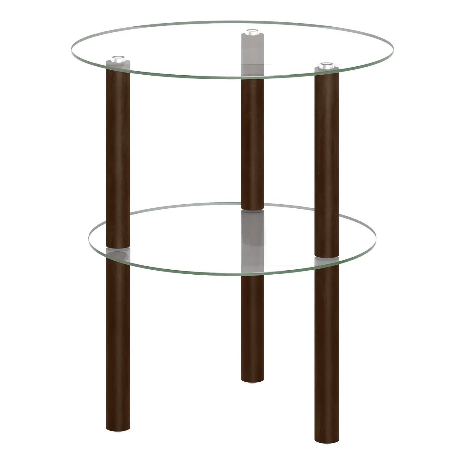 Round End Table with Tempered Glass Top and Shelf by DirectDeals