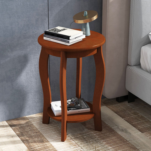 15 Inch 2-Tier Round End Table with Storage Shelf, photo 2 of 9