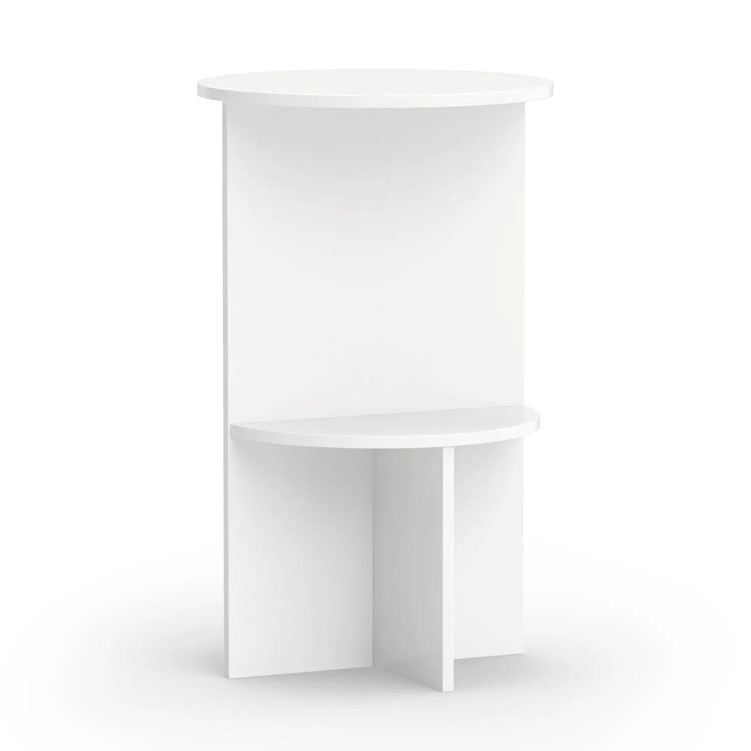 Round Side Table with Storage Shelf, 2-Tier White by DirectDeals