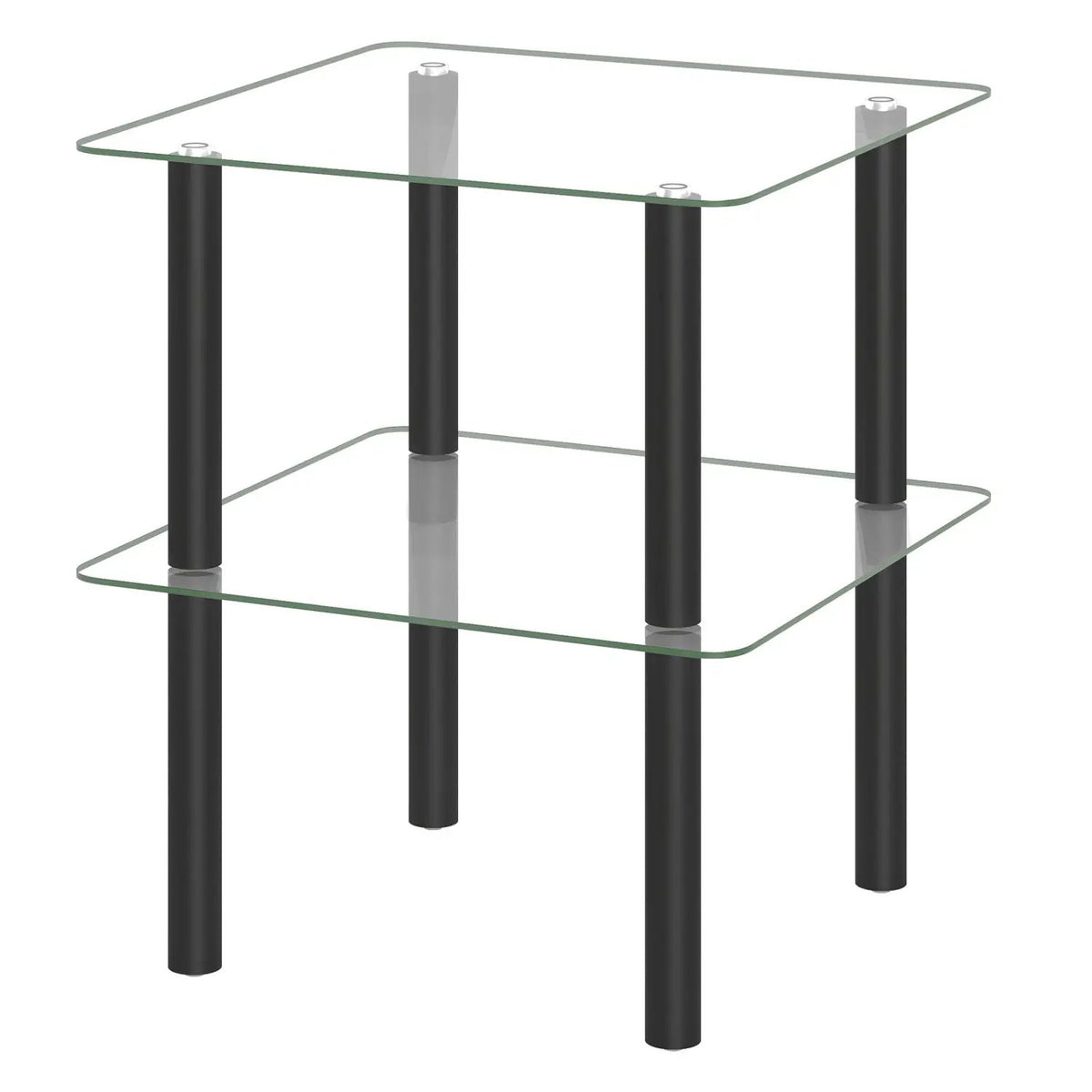 Square End Table with Tempered Glass Top and Shelf by DirectDeals