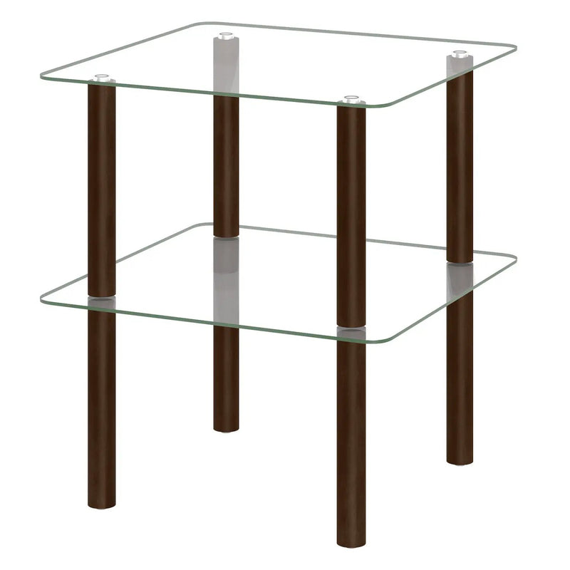Square End Table with Tempered Glass Top and Shelf by DirectDeals