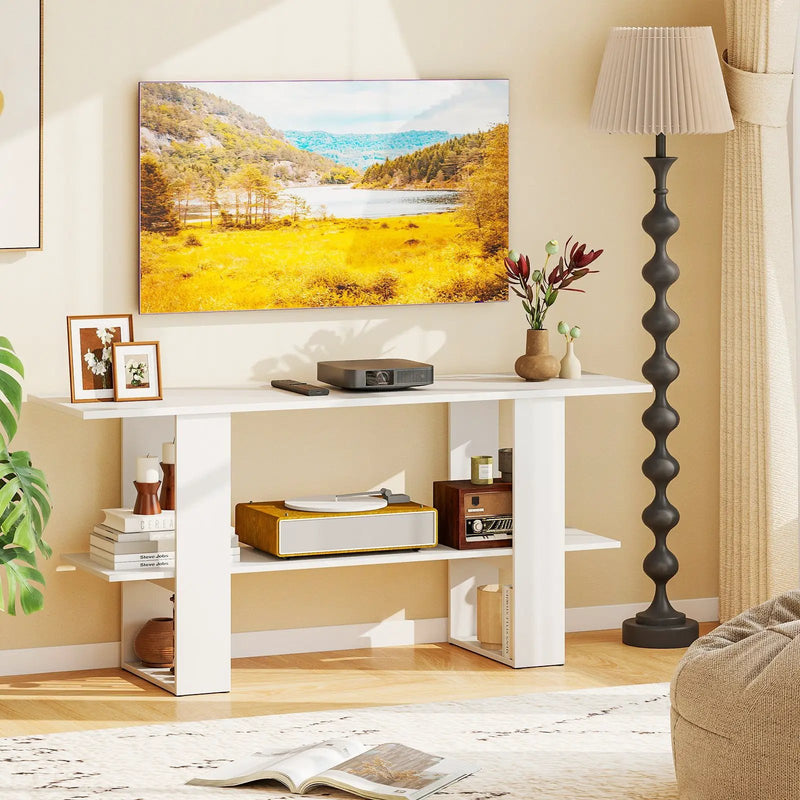 2-Tier TV Stand with Storage for TVs up to 55 Inch Console Table with Open Shelf by DirectDeals