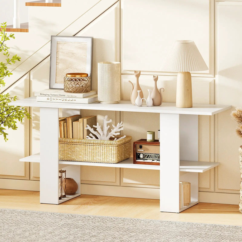 2-Tier TV Stand with Storage for TVs up to 55 Inch Console Table with Open Shelf by DirectDeals