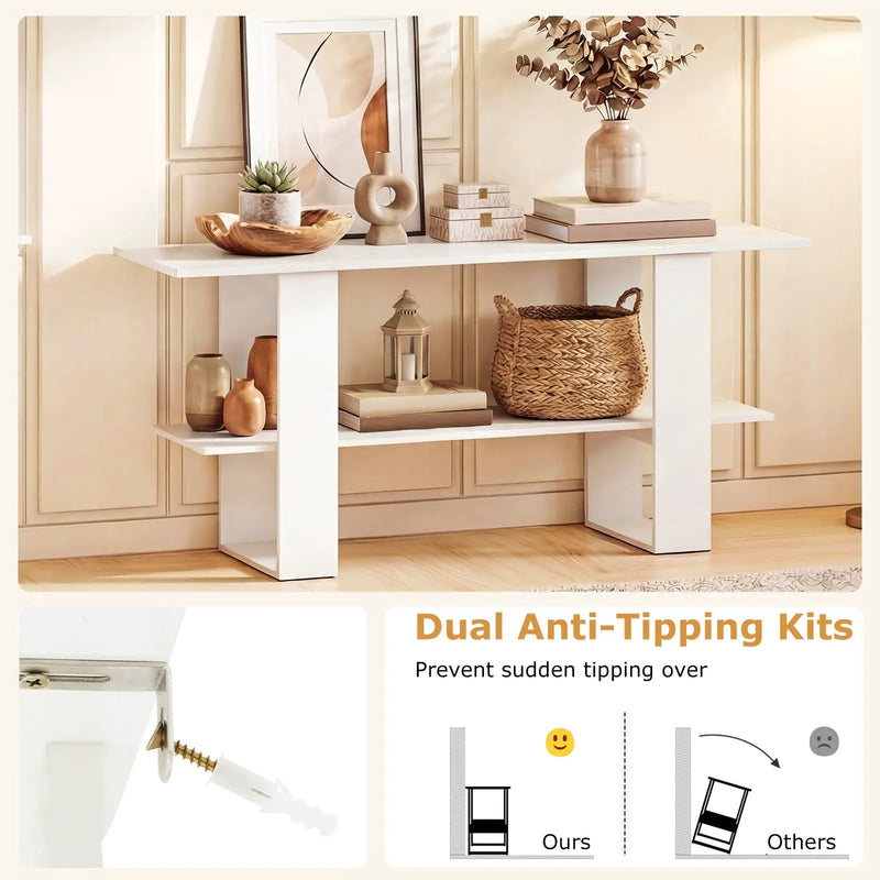2-Tier TV Stand with Storage for TVs up to 55 Inch Console Table with Open Shelf by DirectDeals