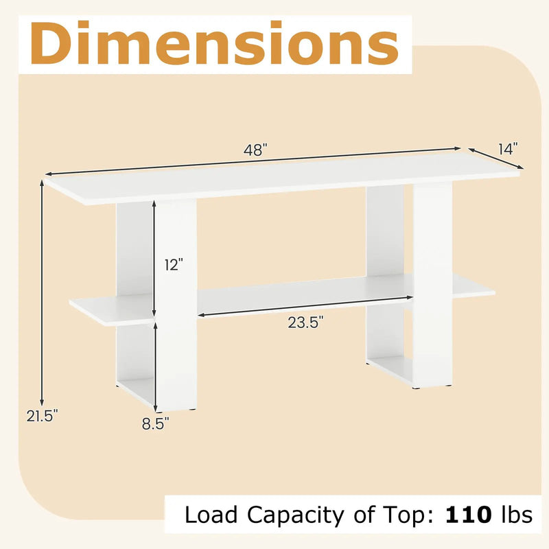 2-Tier TV Stand with Storage for TVs up to 55 Inch Console Table with Open Shelf by DirectDeals