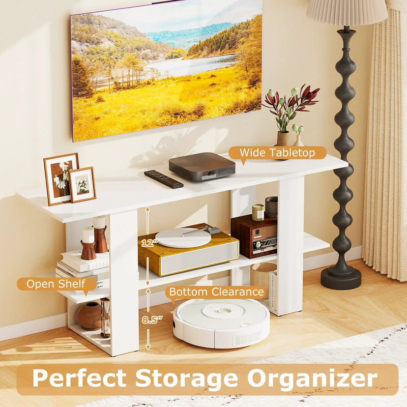 2-Tier TV Stand with Storage for TVs up to 55 Inch Console Table with Open Shelf by DirectDeals