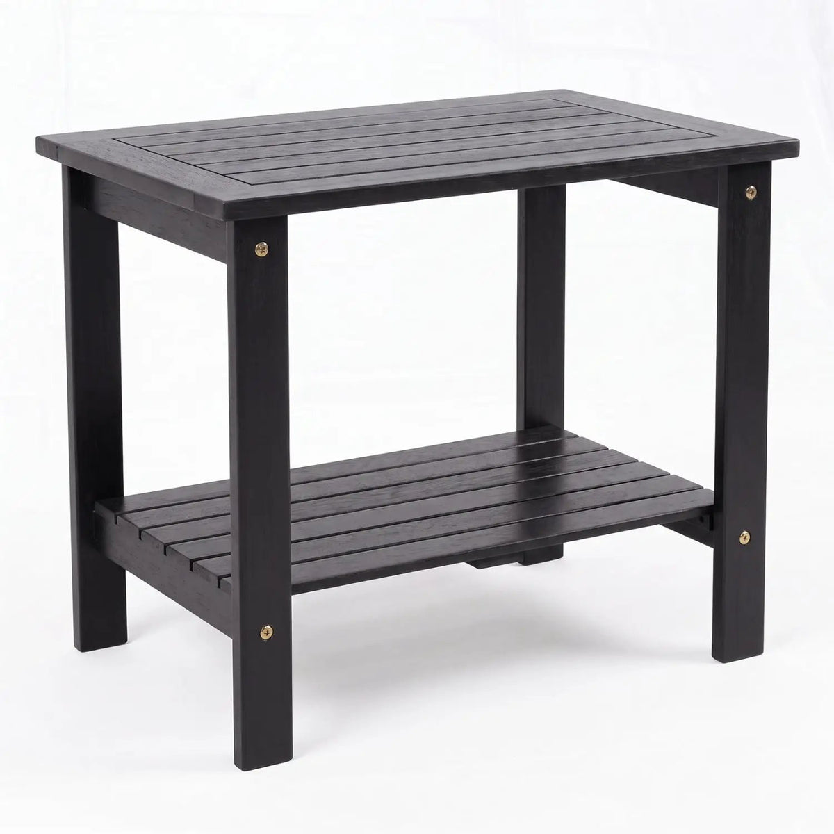 2-Tier Eucalyptus Wood Patio End Table with Storage Shelf by DirectDeals