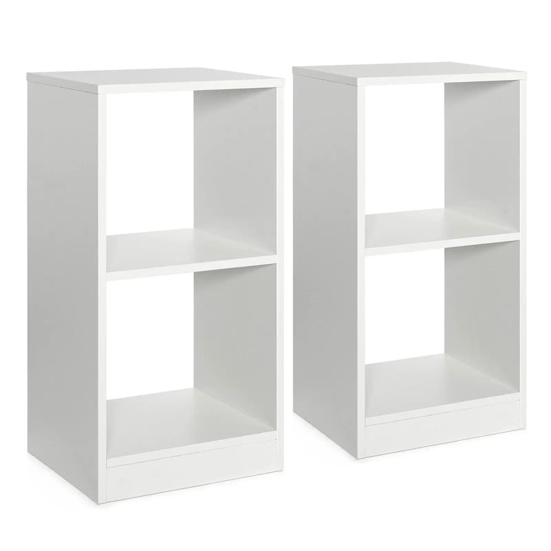 2 Pieces 2-tier Bookcase Set with Anti-toppling Device by DirectDeals