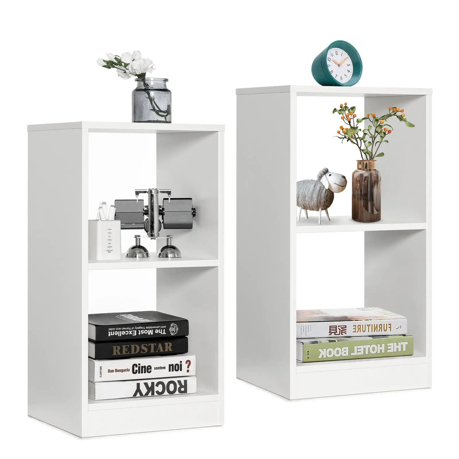 2 Pieces 2-tier Bookcase Set with Anti-toppling Device by DirectDeals