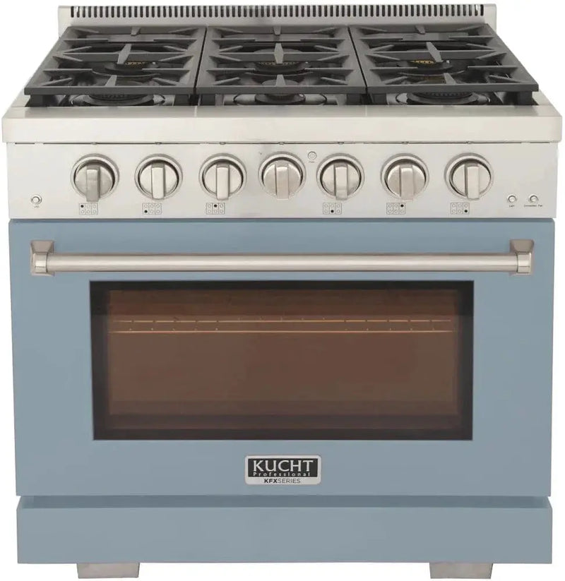 Kucht 36" Freestanding Professional Gas Range Liquid Propane KFX3600X/LP-LB by Farmhouse Kitchen and Bath