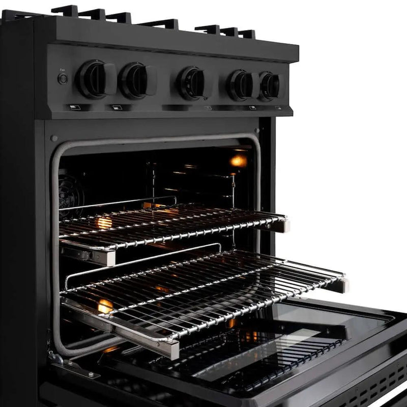 ZLINE 30" Select Dual Fuel Range Gas Cooktop Electric Convection Oven Black Stainless Steel Brass Burners HDRB-BR-30 by Farmhouse Kitchen and Bath
