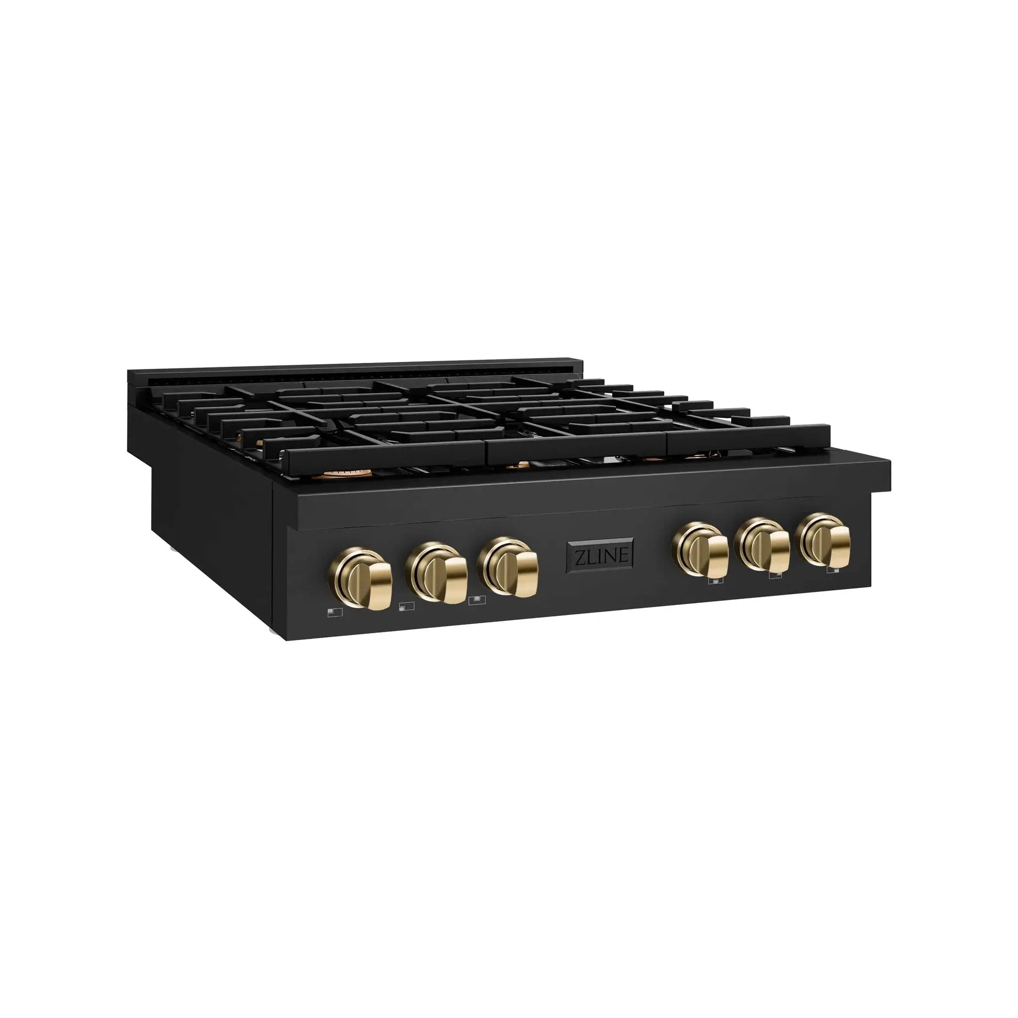 ZLINE 36" Paramount Gas Rangetop Black Stainless Steel Polished Gold SRTBZ-36-G by Farmhouse Kitchen and Bath
