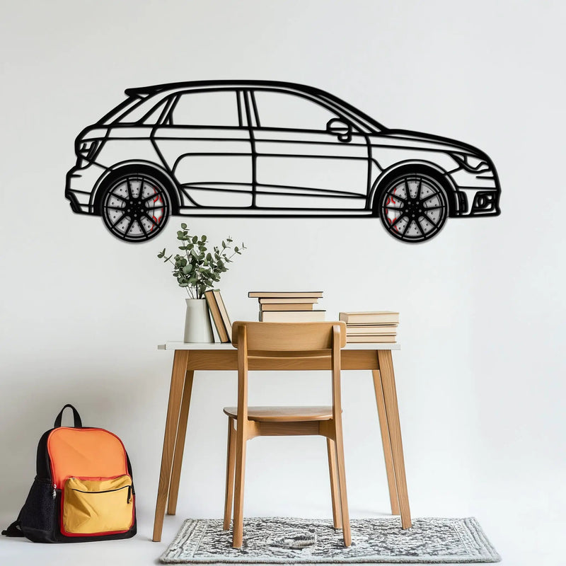 Audi A1 Metal Car Wall Art with Rotating Wheels - Handmade Car Silhouette Decor - Automotive Wall Art for Petrolheads-KAFMEKA094 by Enova Art