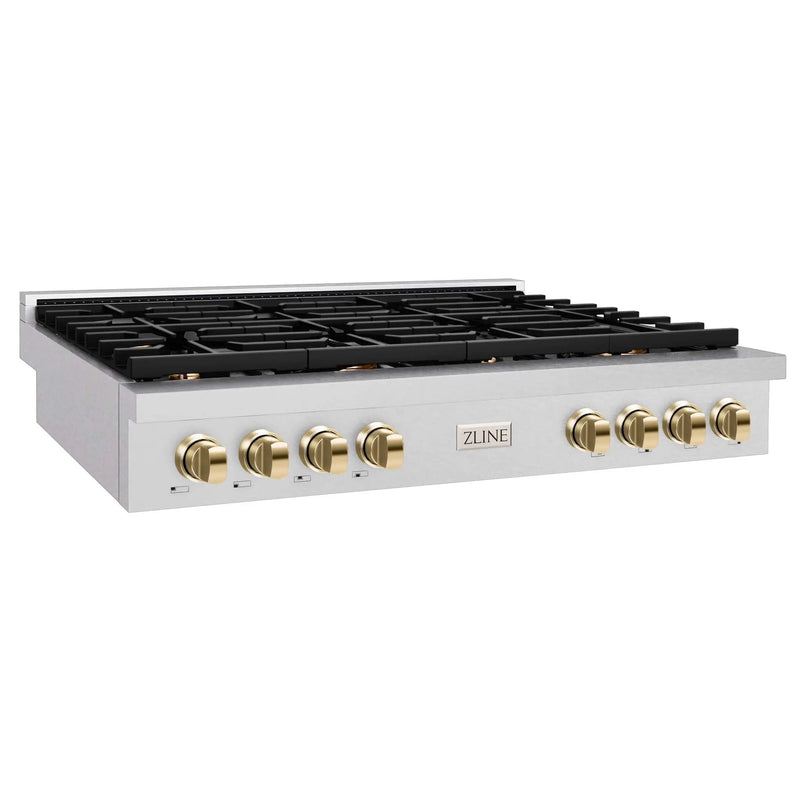ZLINE 48" Paramount Gas Rangetop DuraSnow® Stainless Steel Matte Black SRTSZ-48-MB by Farmhouse Kitchen and Bath