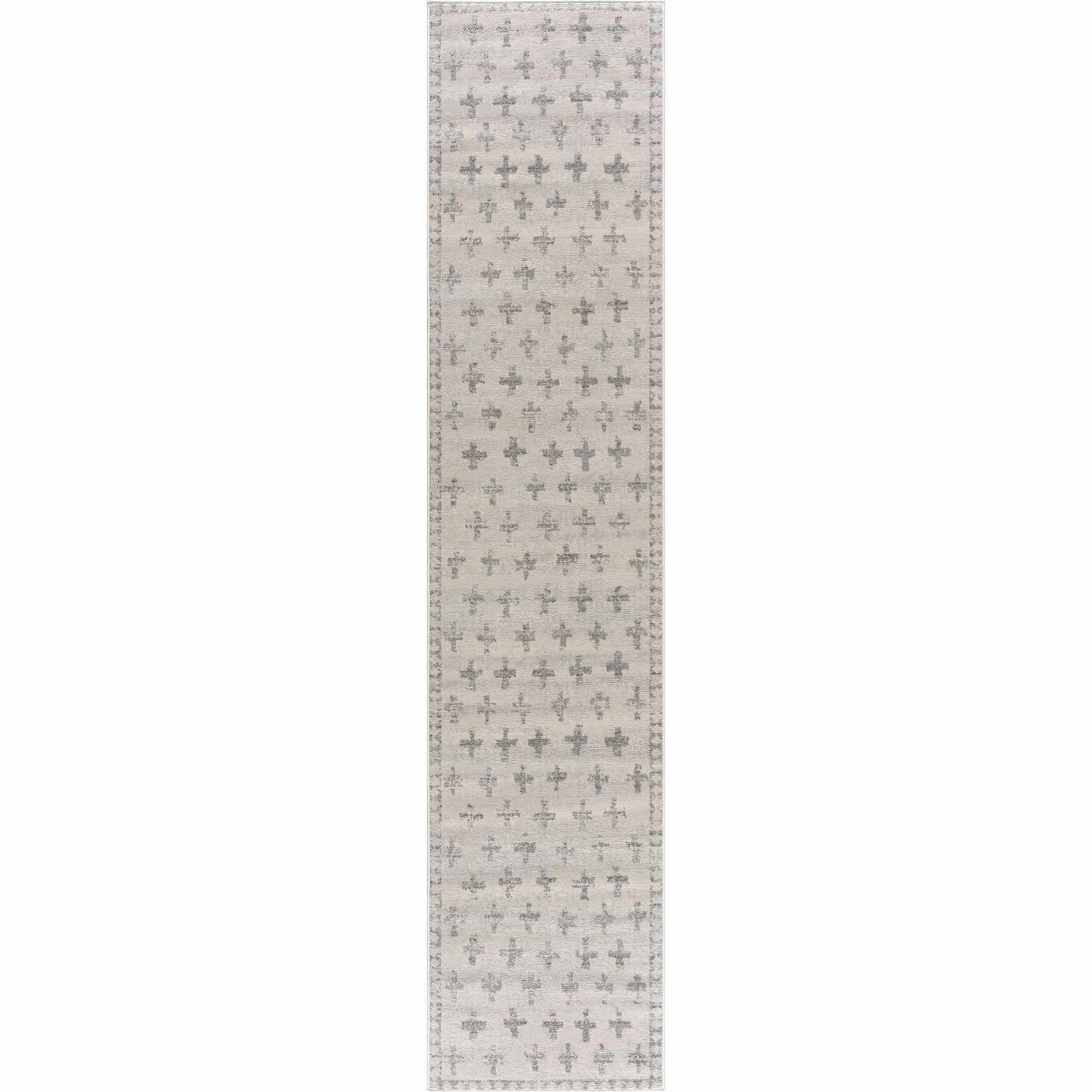 Tigris Swiss Cross Ivory&Gray Area Rug - Clearance by Boutique Rugs