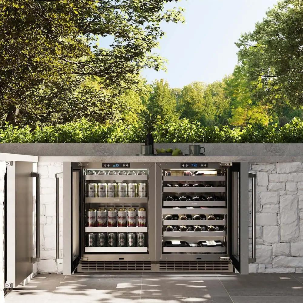 ZLINE 24" Touchstone 151 Can Beverage Fridge DuraSnow® Stainless Steel Glass Door RBSO-SN-24 by Farmhouse Kitchen and Bath