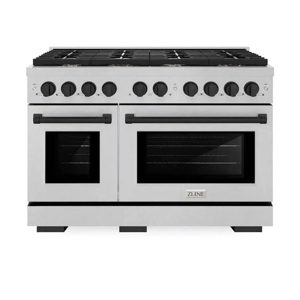 ZLINE 48"Gas Range, Convection Gas Oven, DuraSnow® Matte Black, SGRSZ-48-MB by Farmhouse Kitchen and Bath