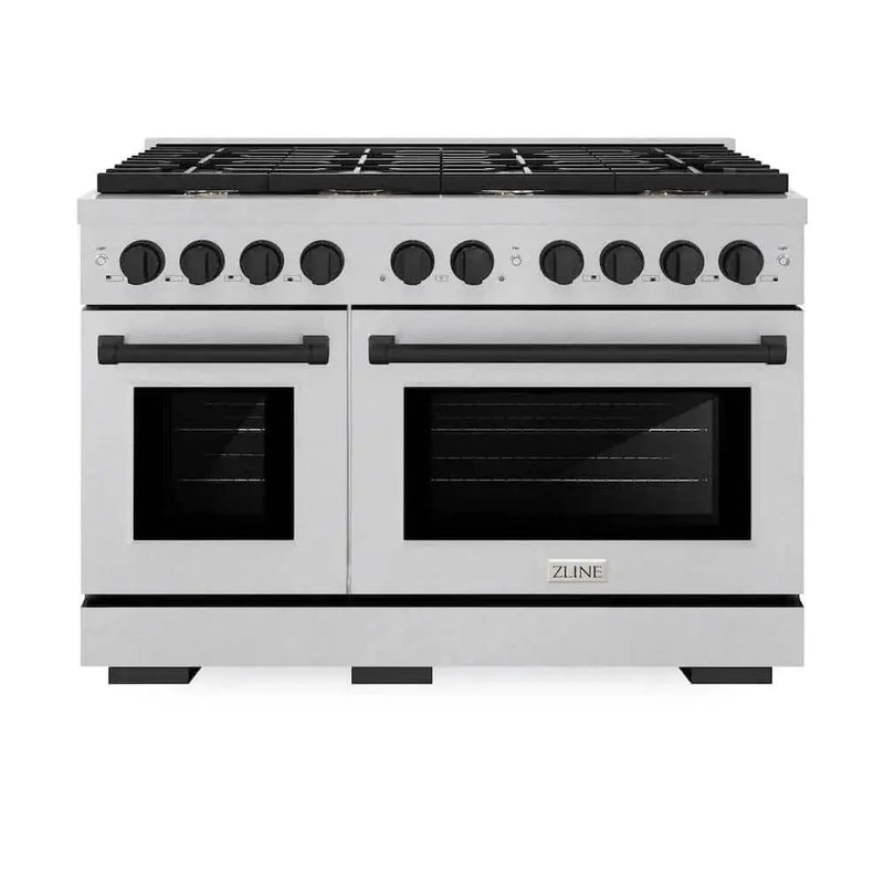 ZLINE 48"Gas Range, Convection Gas Oven, DuraSnow® Matte Black, SGRSZ-48-MB by Farmhouse Kitchen and Bath