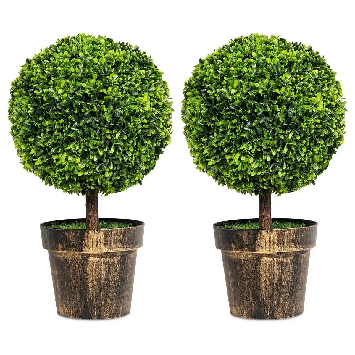 Artificial Ball Tree set of 2 with Natural Look and Water Resistance by DirectDeals