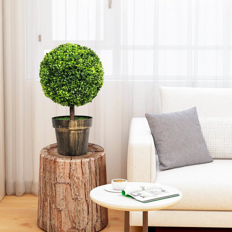 Artificial Ball Tree set of 2 with Natural Look and Water Resistance by DirectDeals